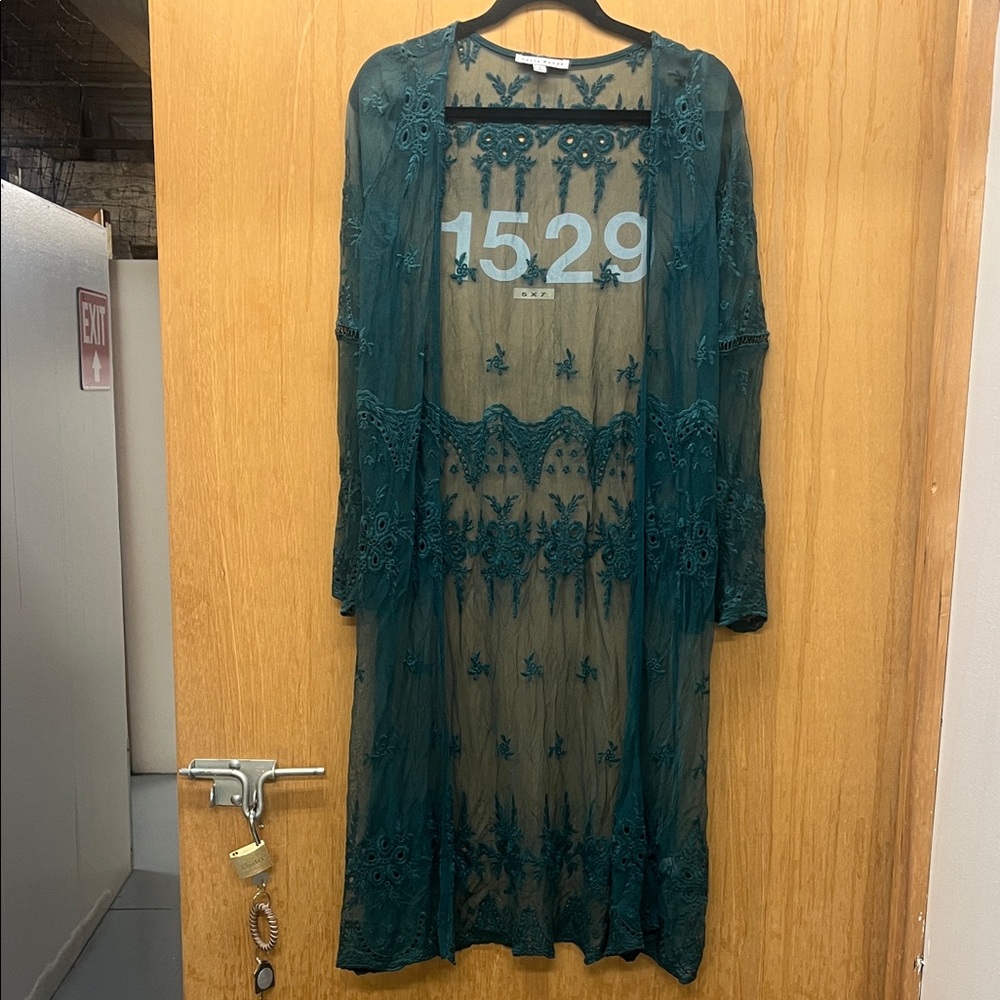 Haute Monde Teal Mesh Top